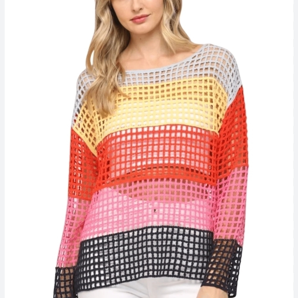 NWT Fate Stripe Eyelet knitted pullover